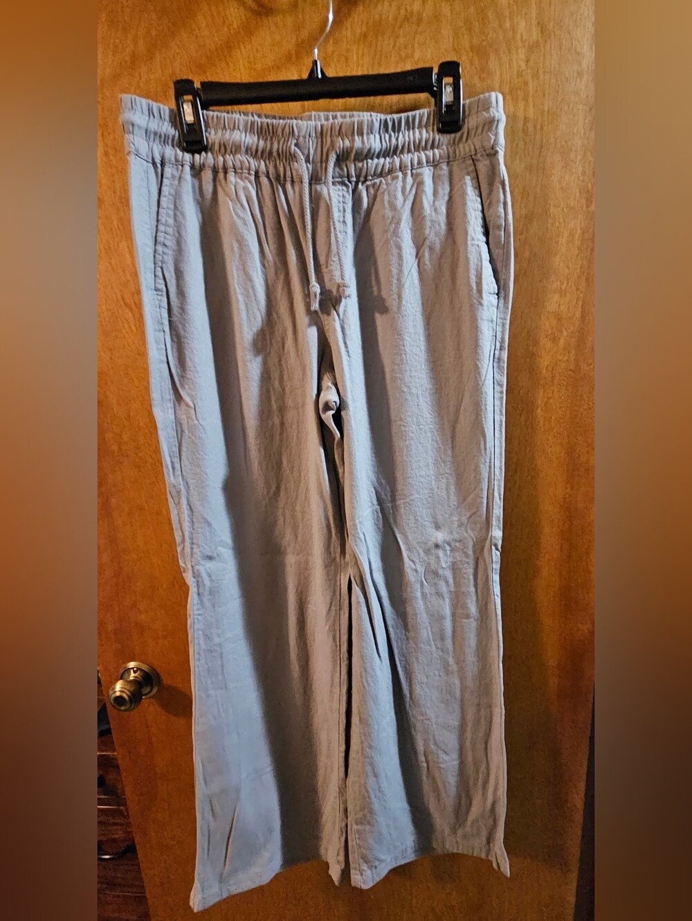 Light Gray Drawstring Linen Pants